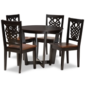 Baxton Studio Salida Modern and Contemporary Transitional Two-Tone Dark Brown and Walnut Brown Finished Wood 5-Piece Dining Set